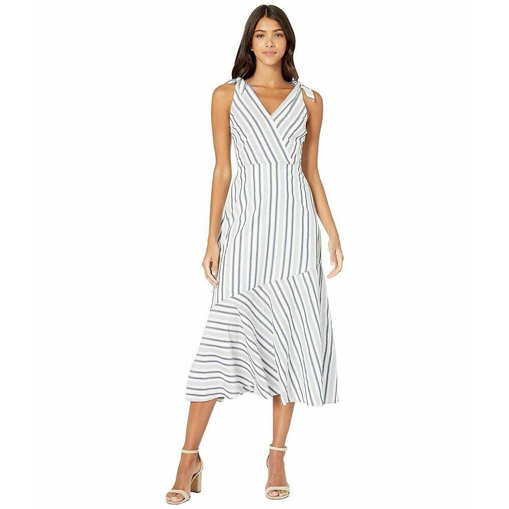 Sam Edelman Women's Sleeveless Tie Shoulder Maxi Dress White/Blue Size 4 $200
